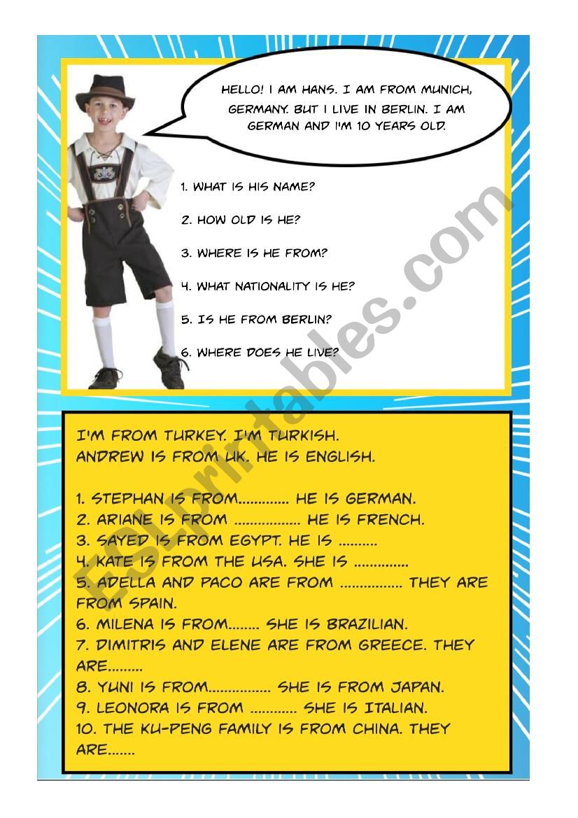 countries & nationalities worksheet