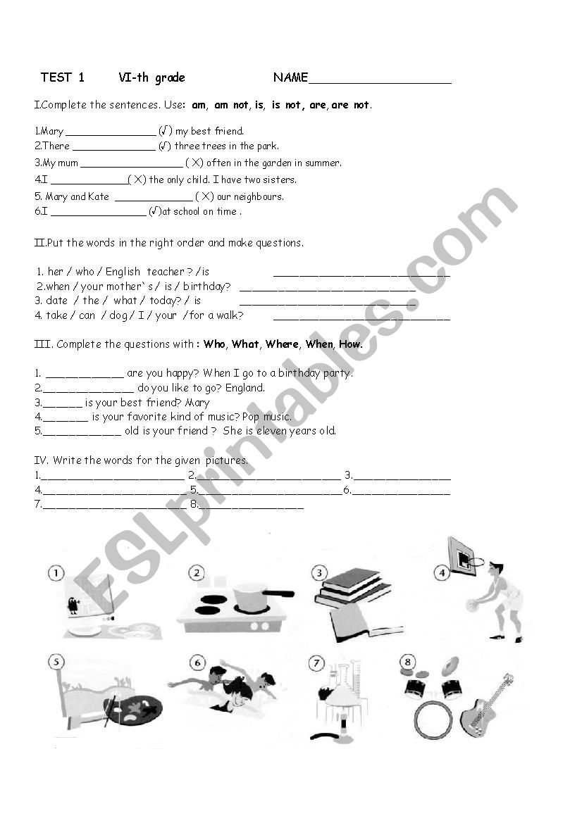 TEST worksheet