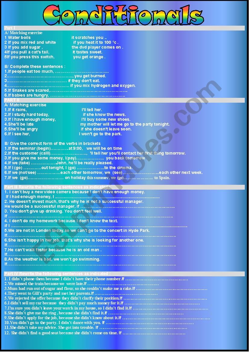 conditionals worksheet