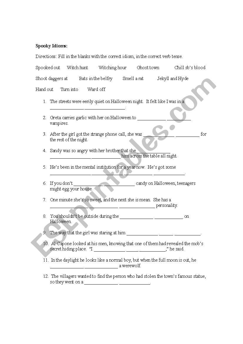 Halloween Idioms worksheet