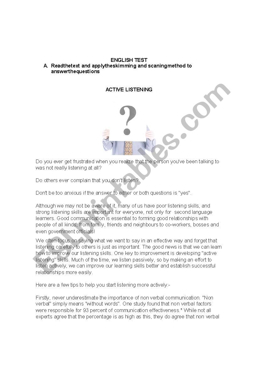 english test worksheet