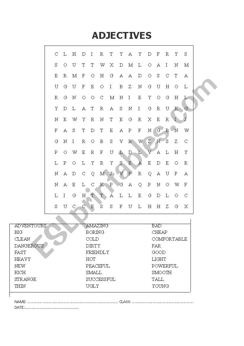 ADJECTIVES worksheet