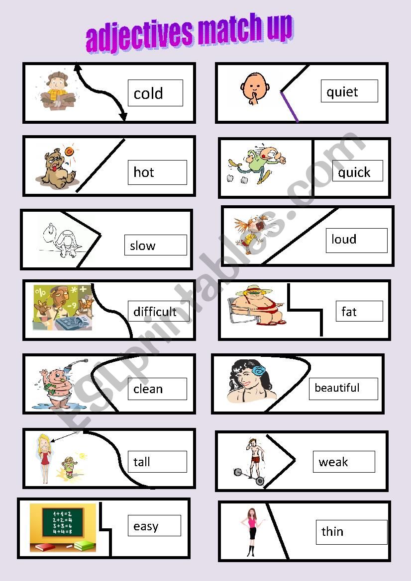 adjective match up worksheet