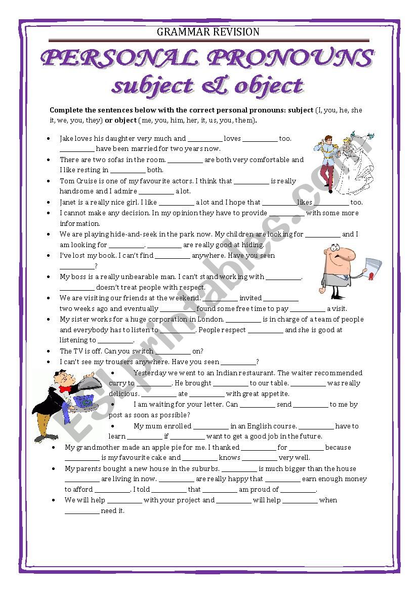 GRAMMAR REVISION - personal pronouns 2