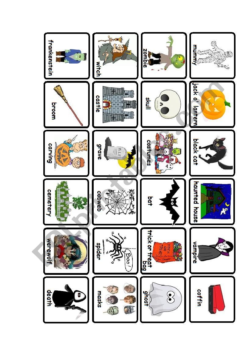 Halloween Memory Game worksheet