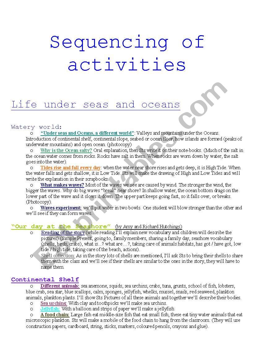 life under the water worksheet