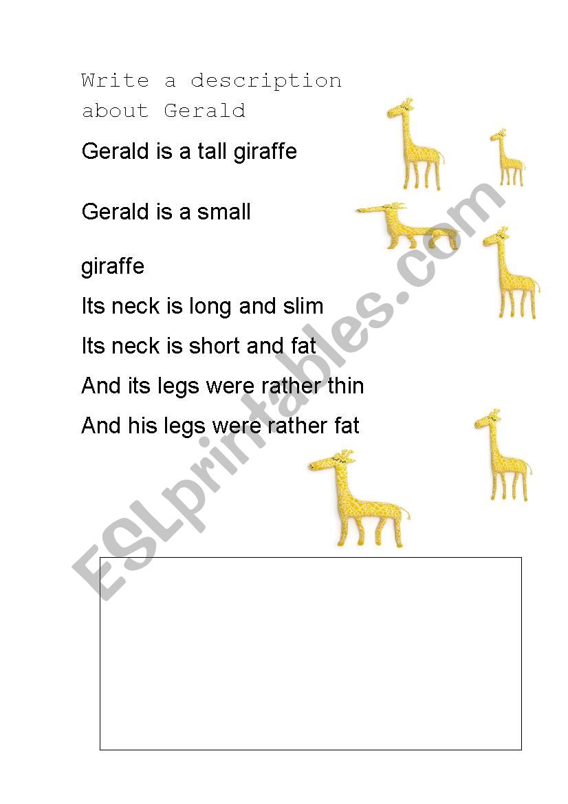 Describe Gerald year 1 worksheet