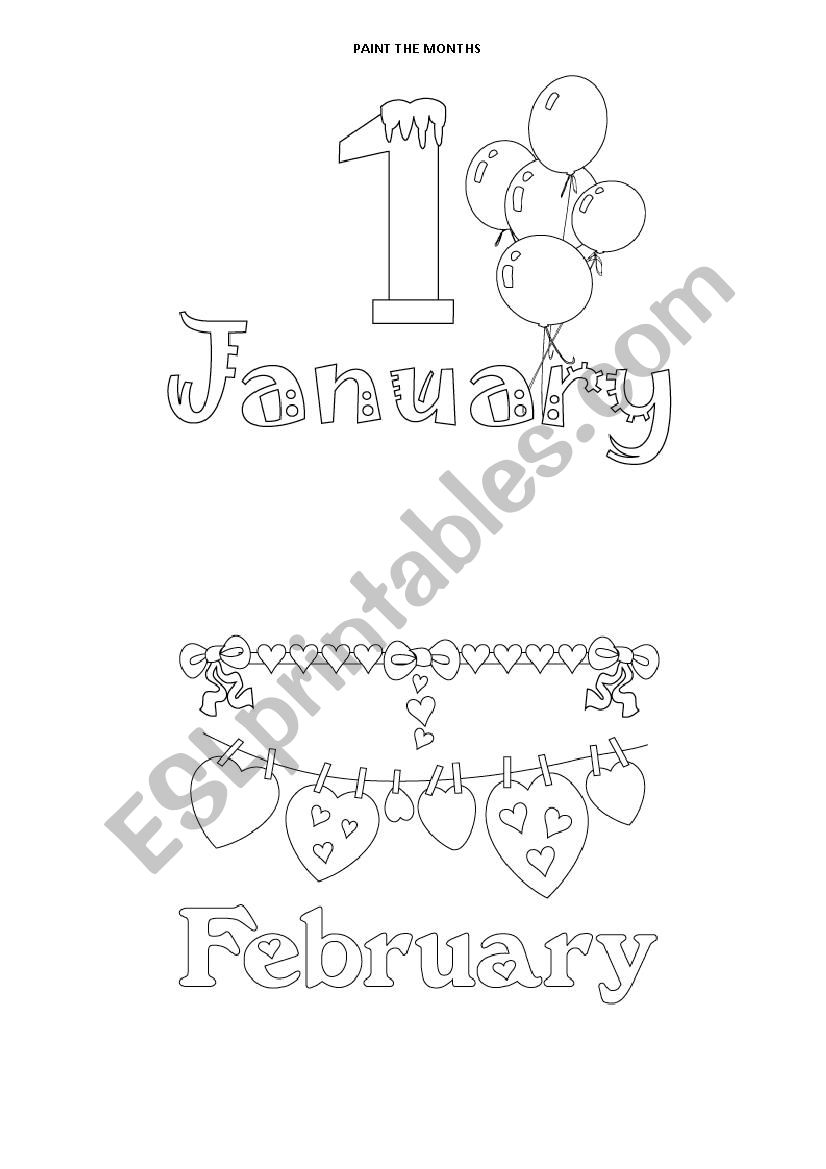 PAINT THE MONTHS worksheet