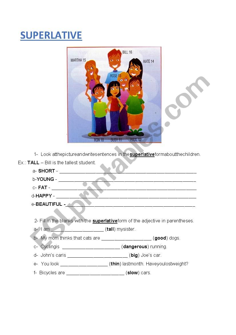 SUPERLATIVE worksheet