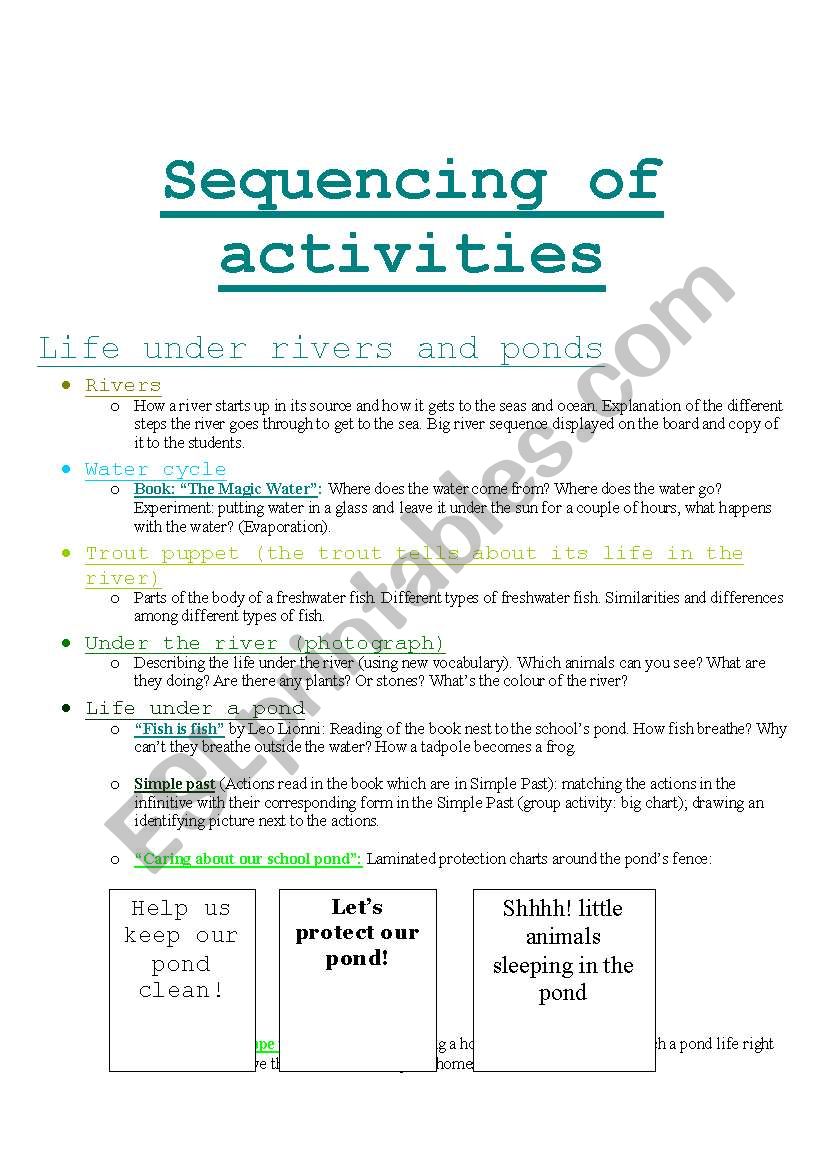 life under the water(rivers) worksheet