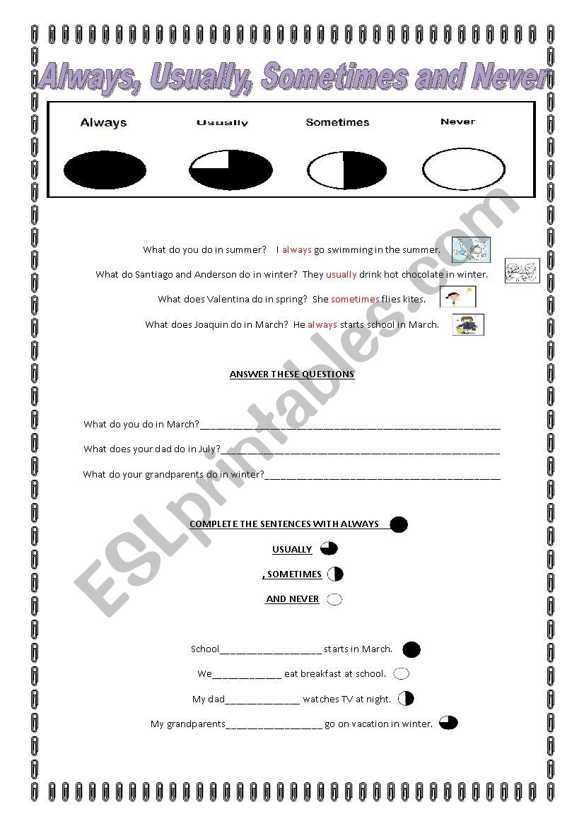 Frequency Adverbs worksheet