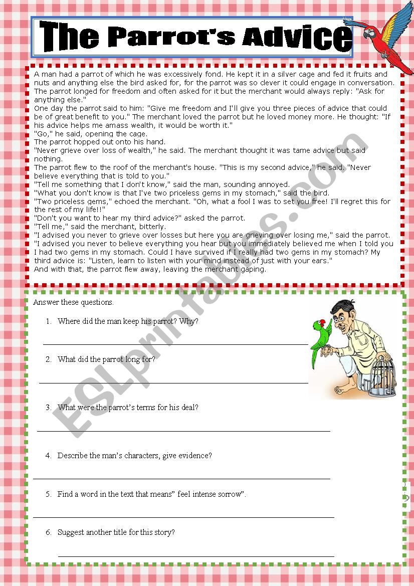 The Parrots Advie worksheet