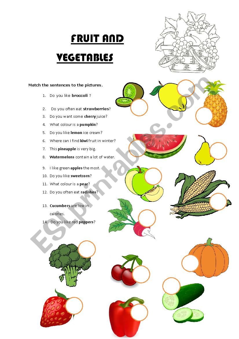 fruit and vegetables worksheet