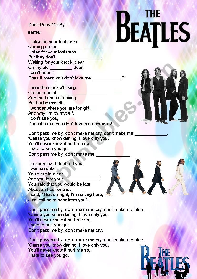 DonÂ´t pass me by worksheet