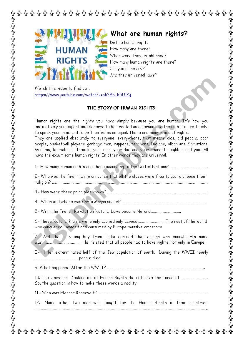 HUMAN RIGHTS worksheet