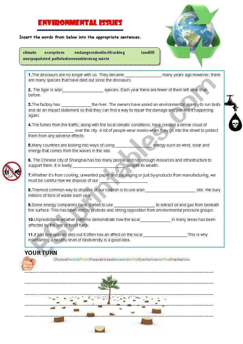 Environmental Issues Vocabulary Gap-fill Exercise