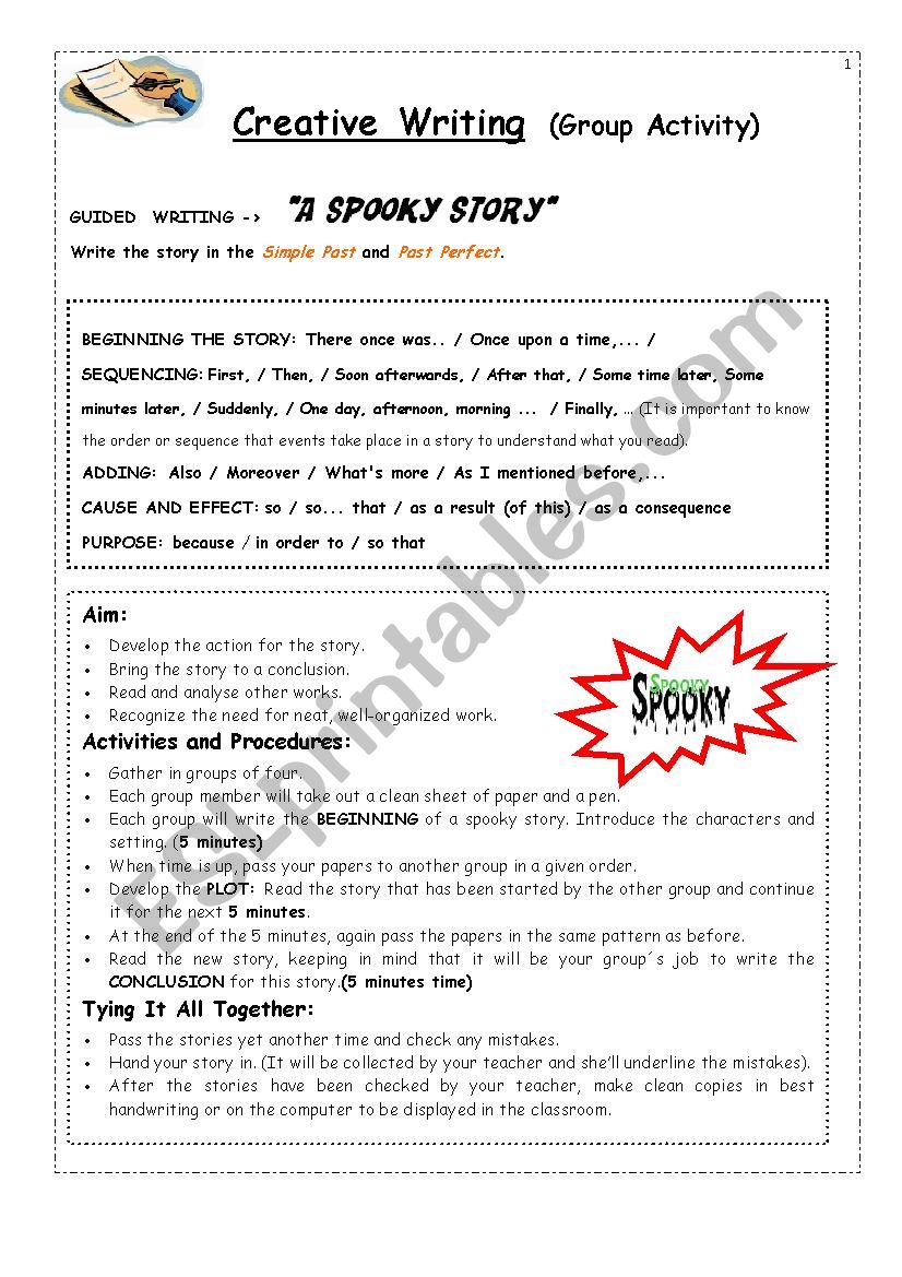 Spooky Story creative writing worksheet