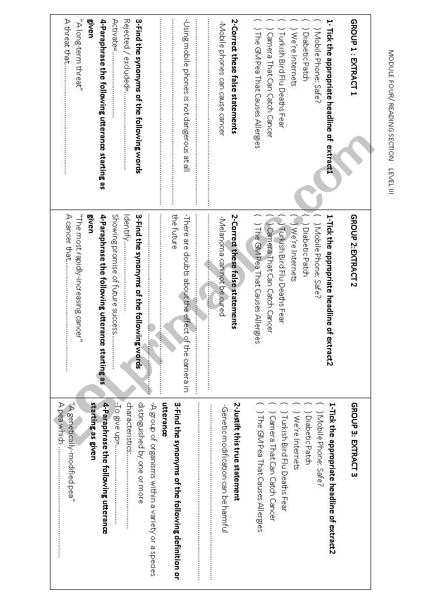 gigsaw reading worksheet