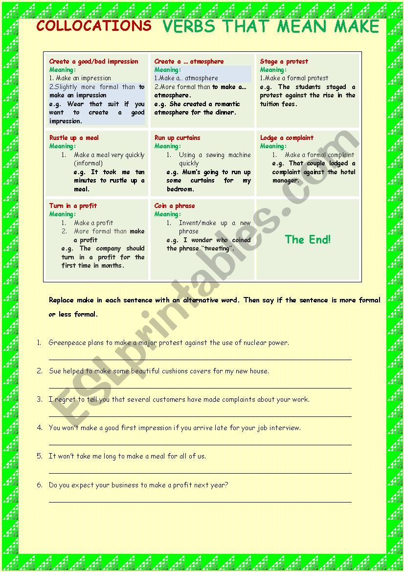 Collocations - verbs that mean make