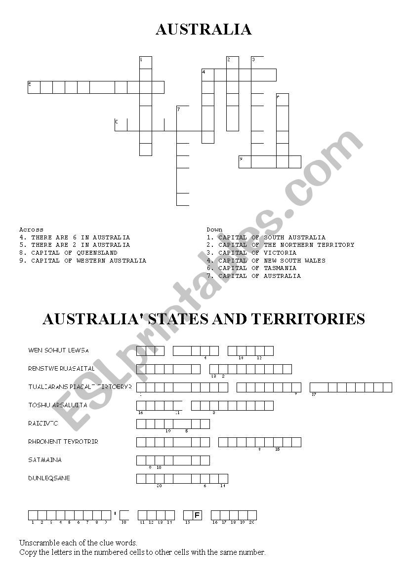 Australias fun activities worksheet