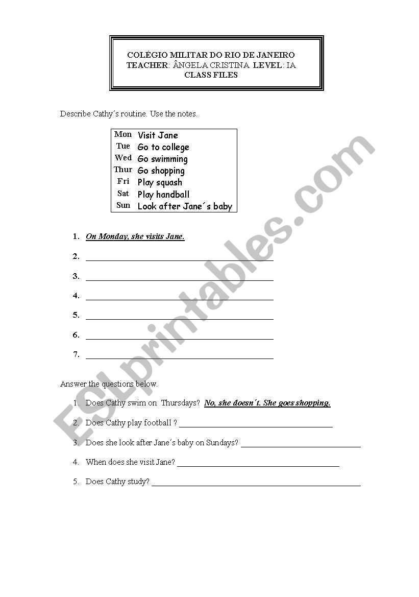 ROUTINE (Writing Activity) worksheet