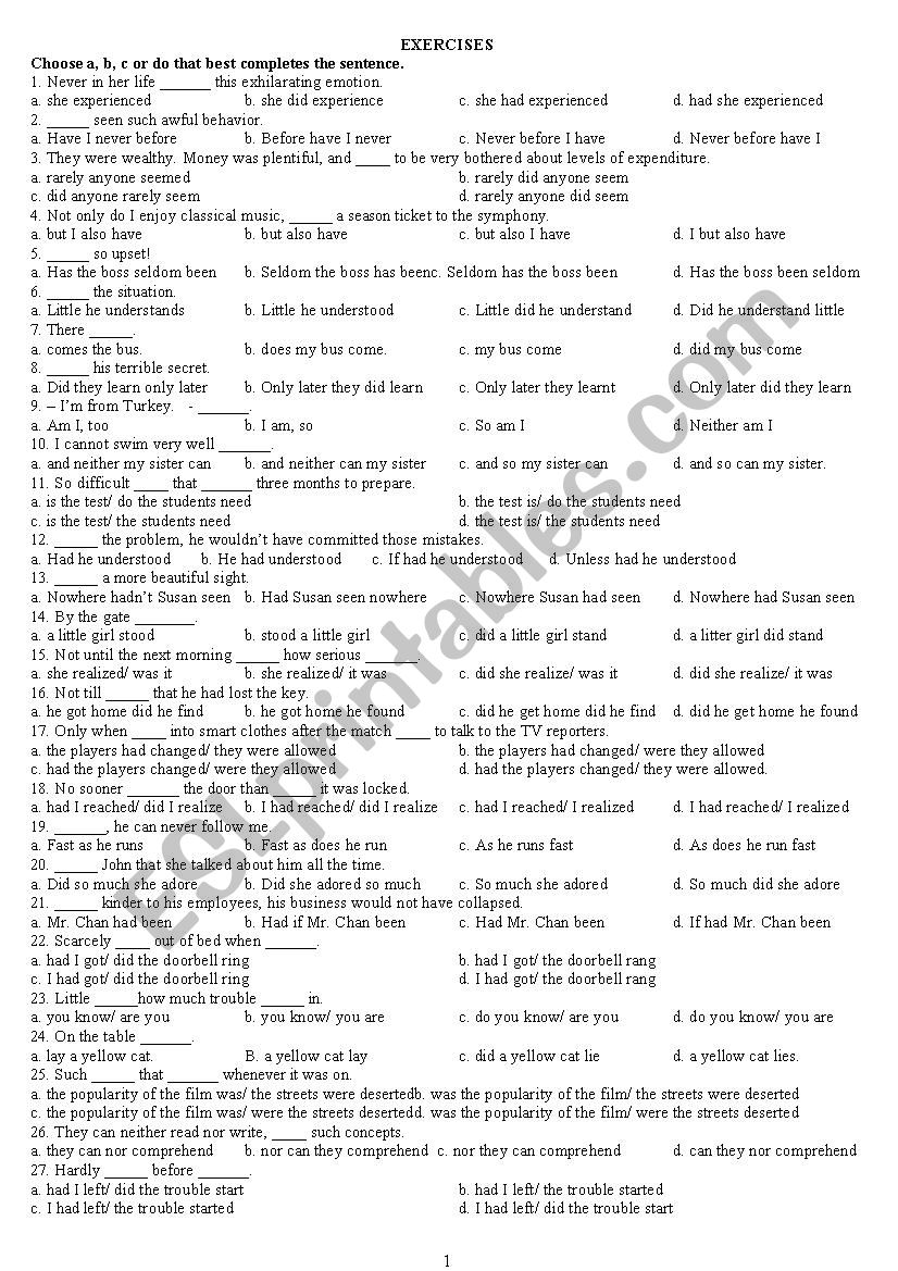 INVERSION  worksheet