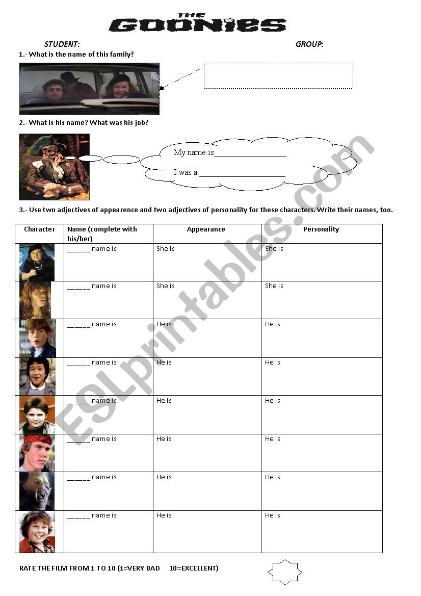 The Goonies (again) worksheet