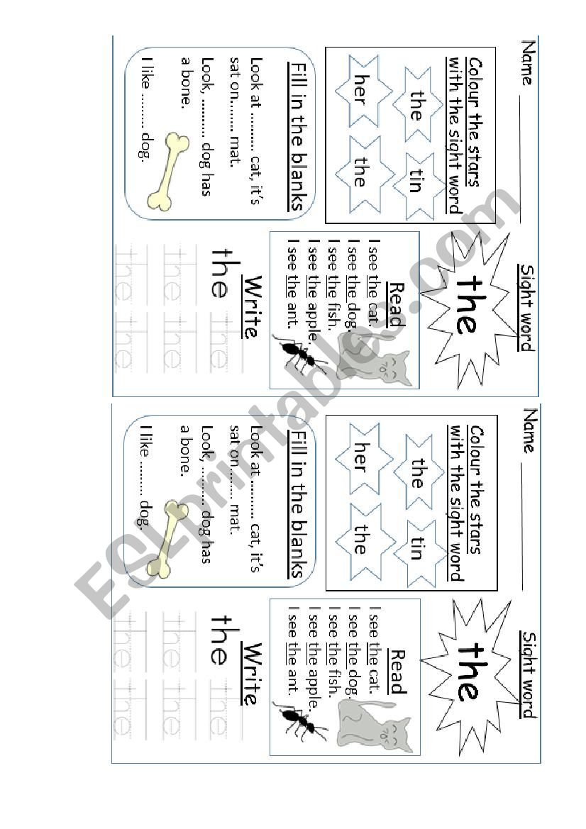 Sight word the worksheet