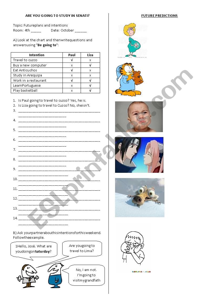 BE GOING TO worksheet