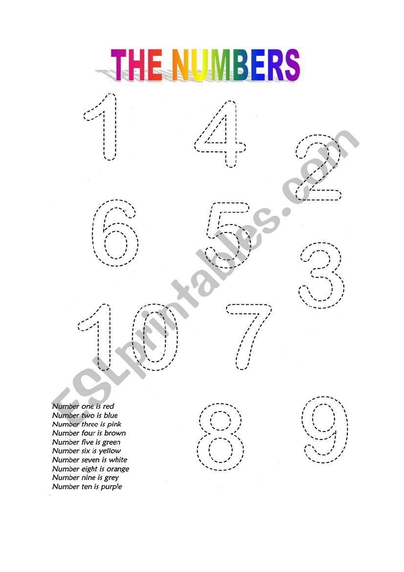 numbers worksheet