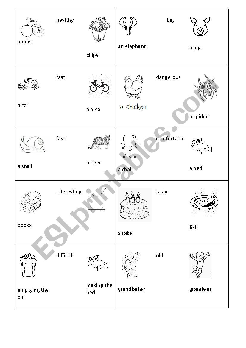 Compare these things or animals - ESL worksheet by rootvole