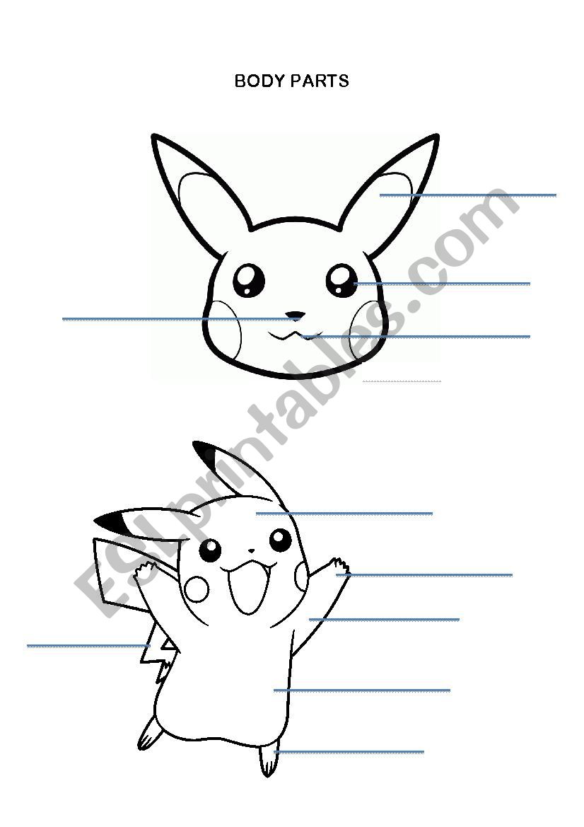 POKEMON BODY PARTS worksheet