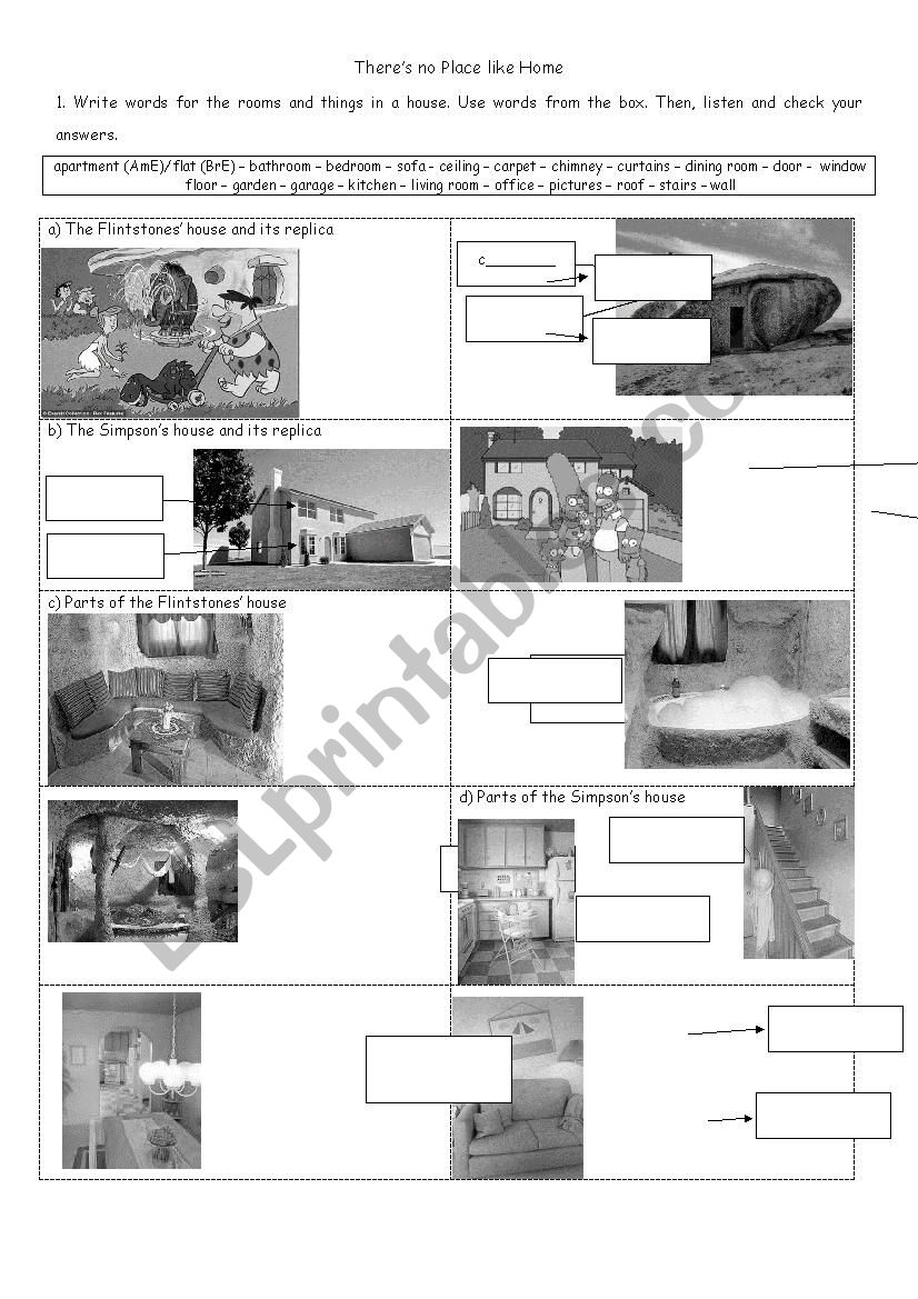 Parts of the House worksheet