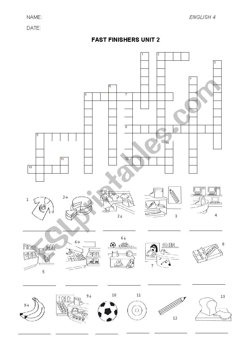 Stay cool shopping crossword worksheet