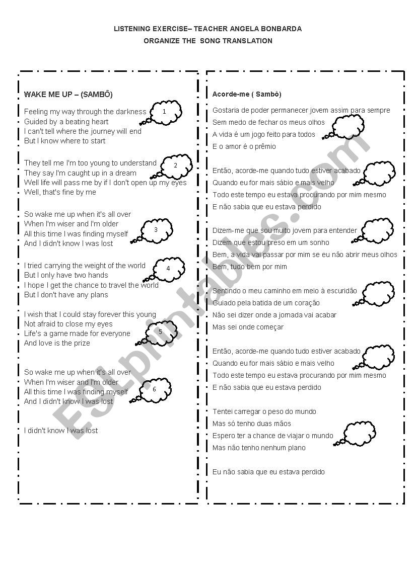 WAKE ME UP worksheet