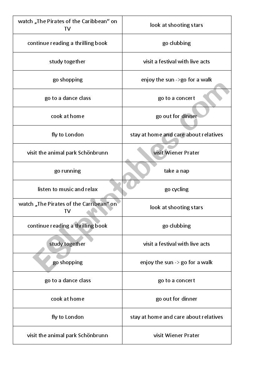 Cards for discussions worksheet