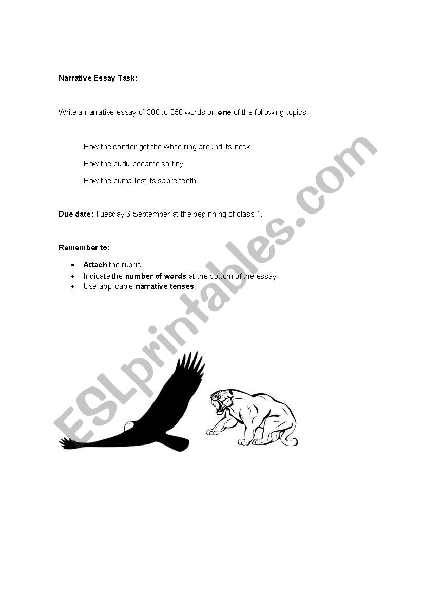 Narrative essay task worksheet