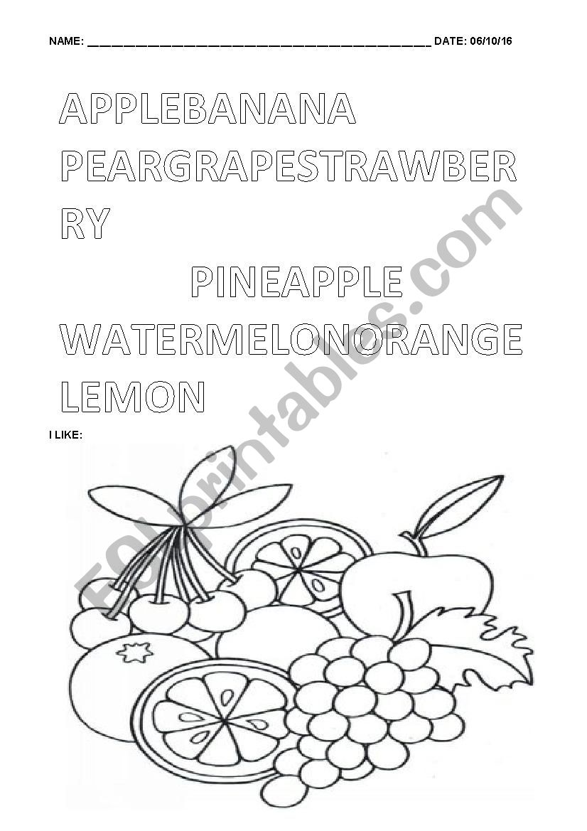 Fruit worksheet