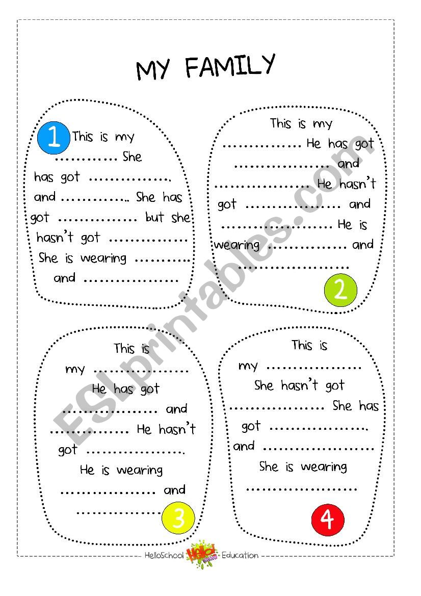 Family Part 4/5 worksheet