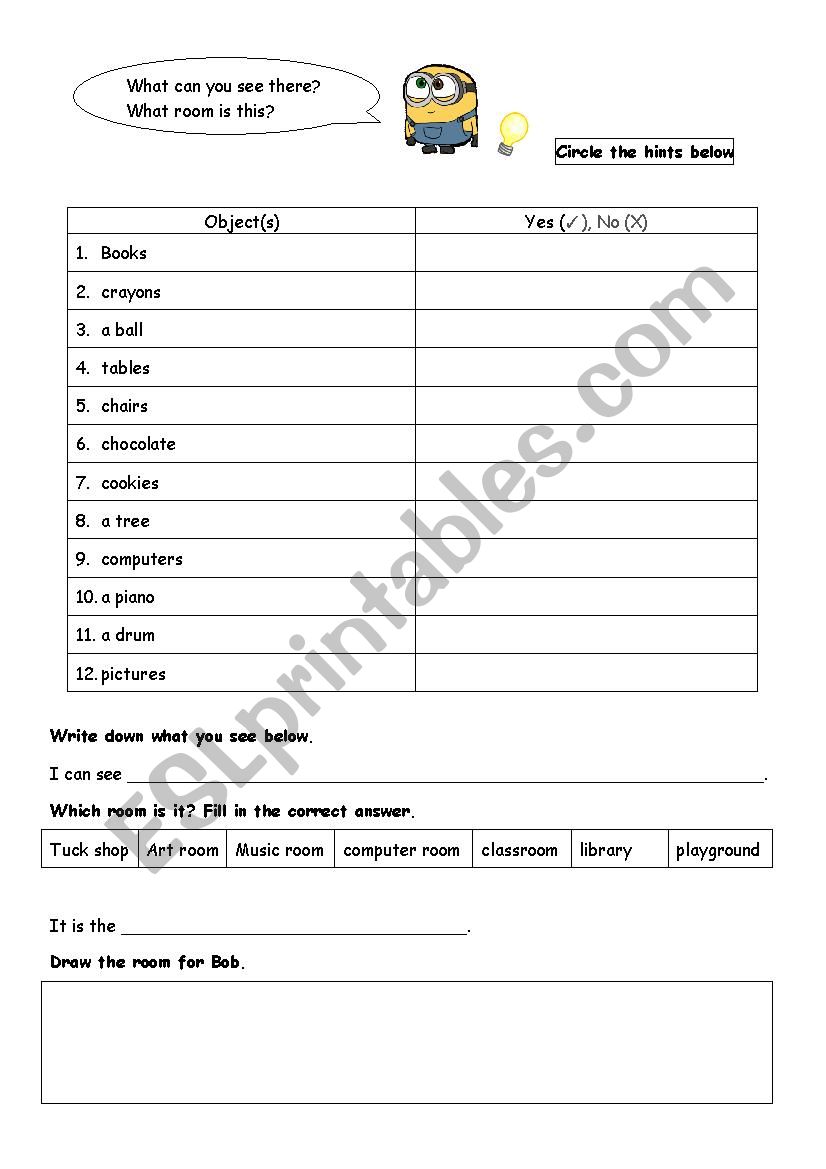 School rooms/ facilities  worksheet