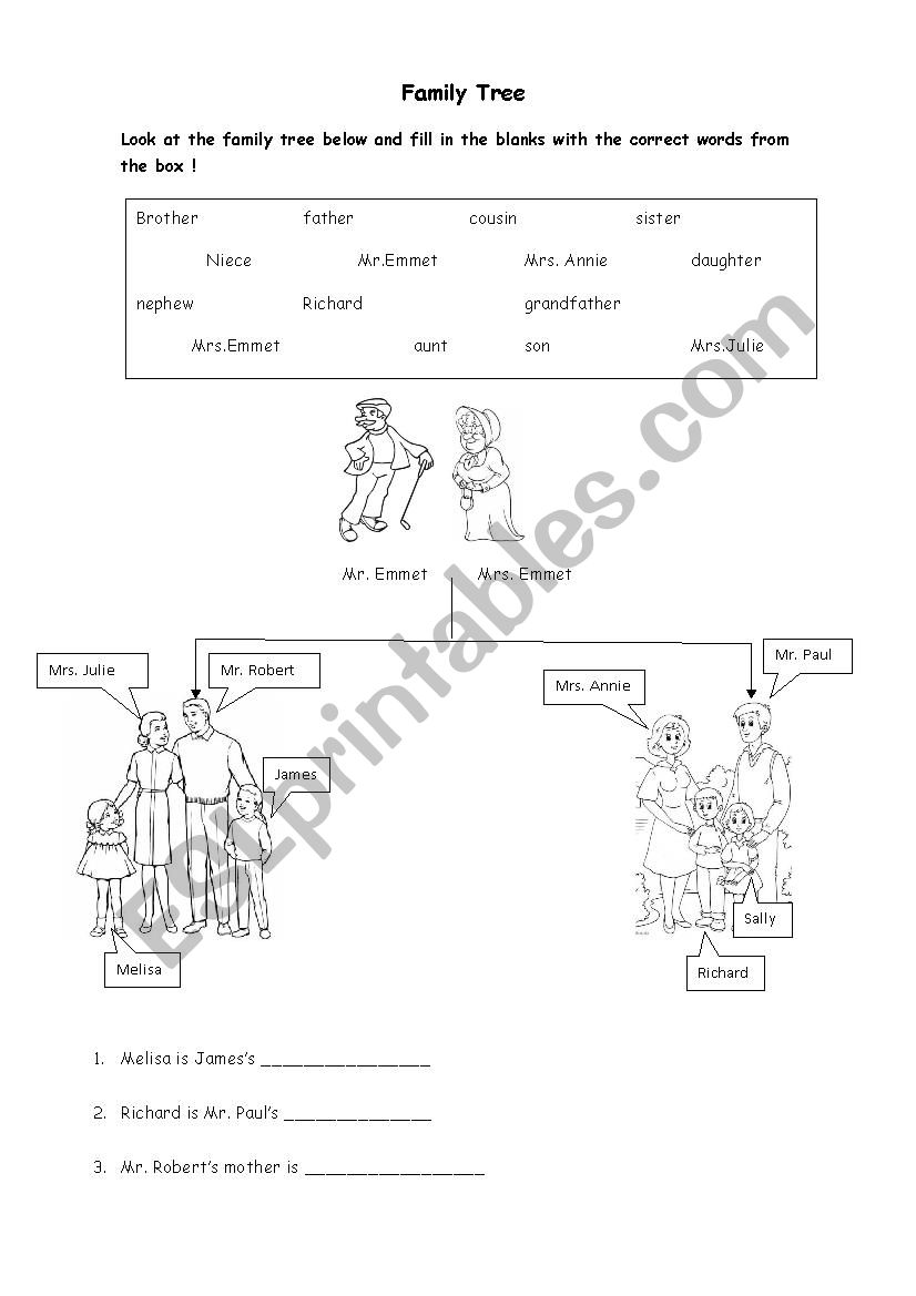 Family Tree worksheet