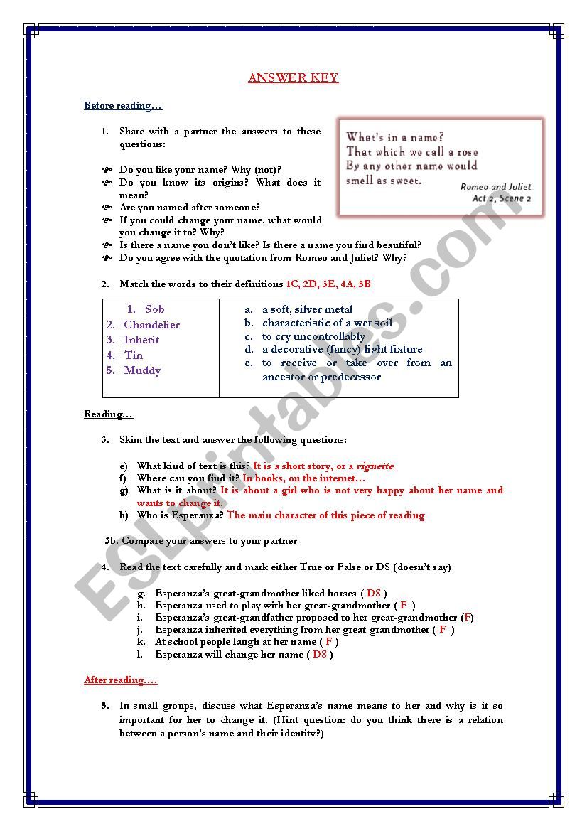 My Name, by Sandra Cisneros - ESL worksheet by teacher mauricio my-name-by-sandra-cisneros-esl-worksheet-by-teacher-mauricio