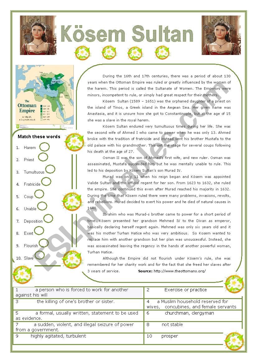 Reading and Writing - Kosem worksheet