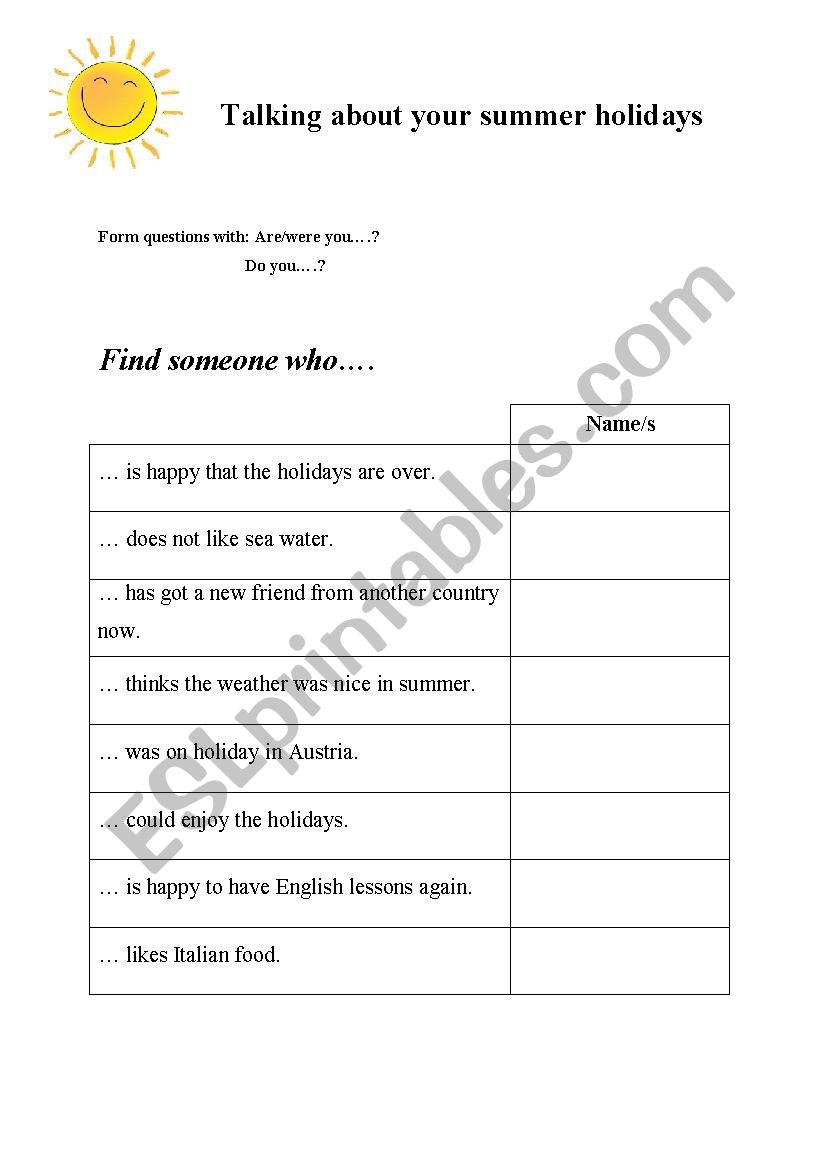 Talking about your summer holidays_Find so. who