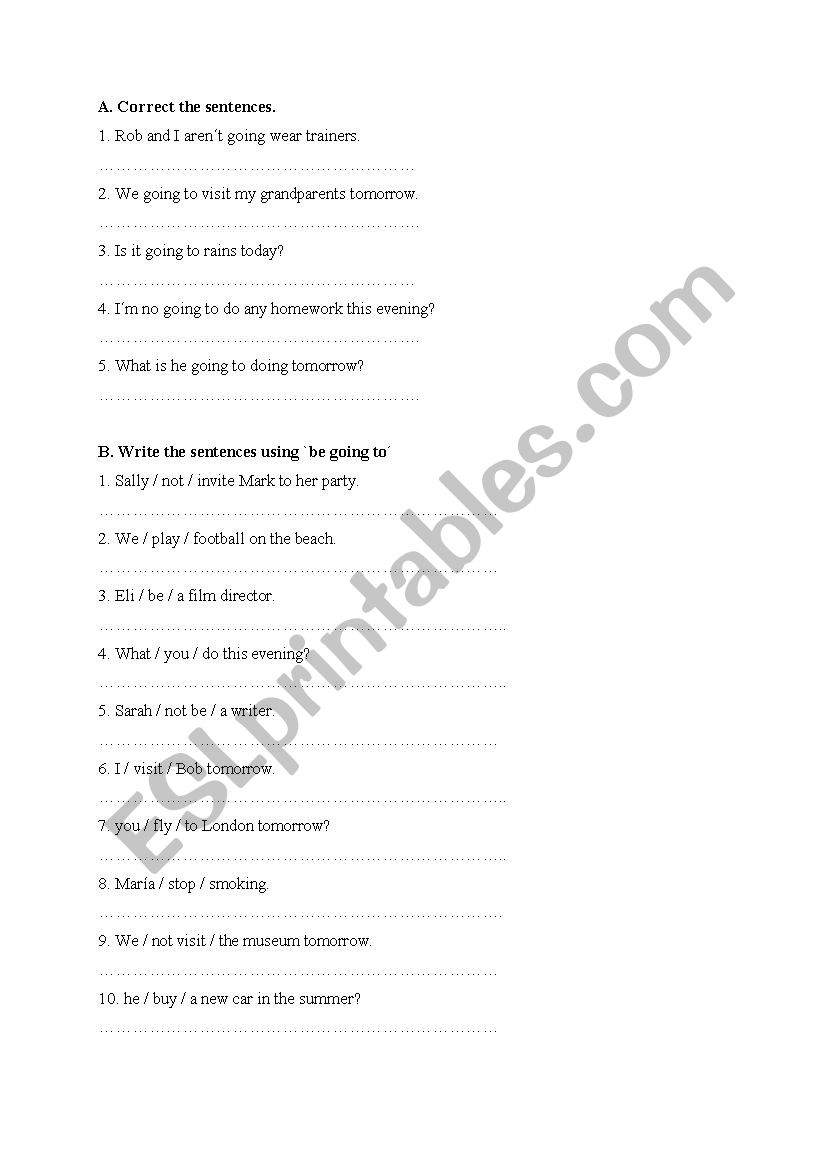 Be going to do sth worksheet