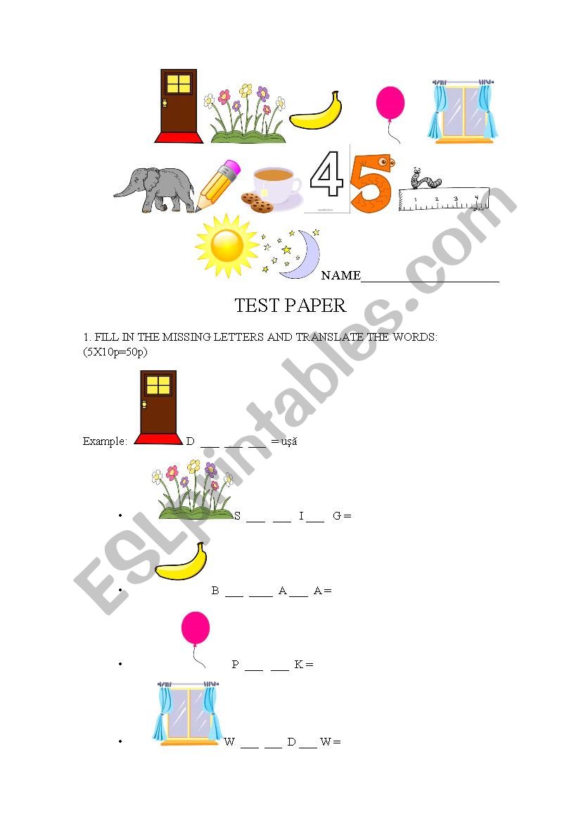 test worksheet