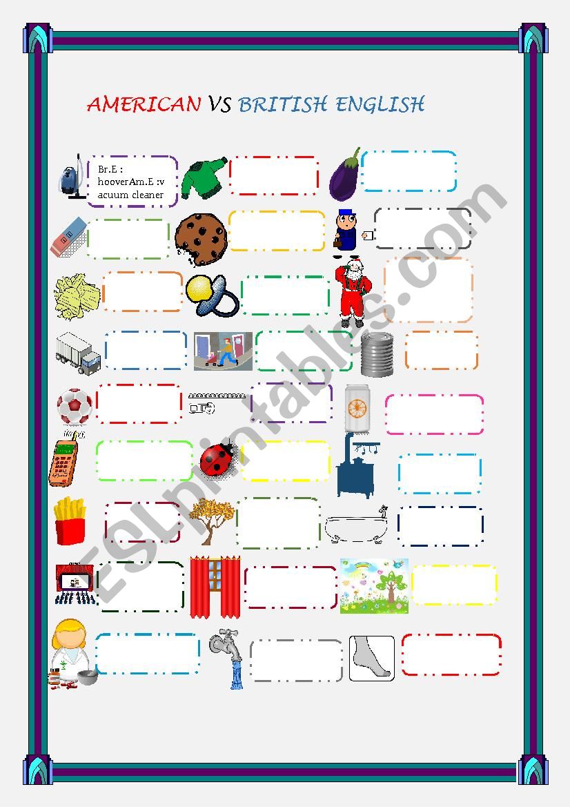 American vs British English worksheet