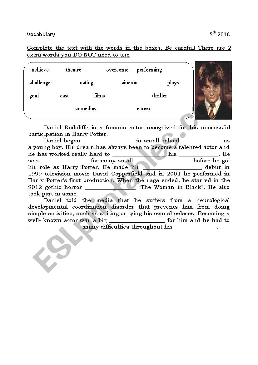 Harry Potter worksheet