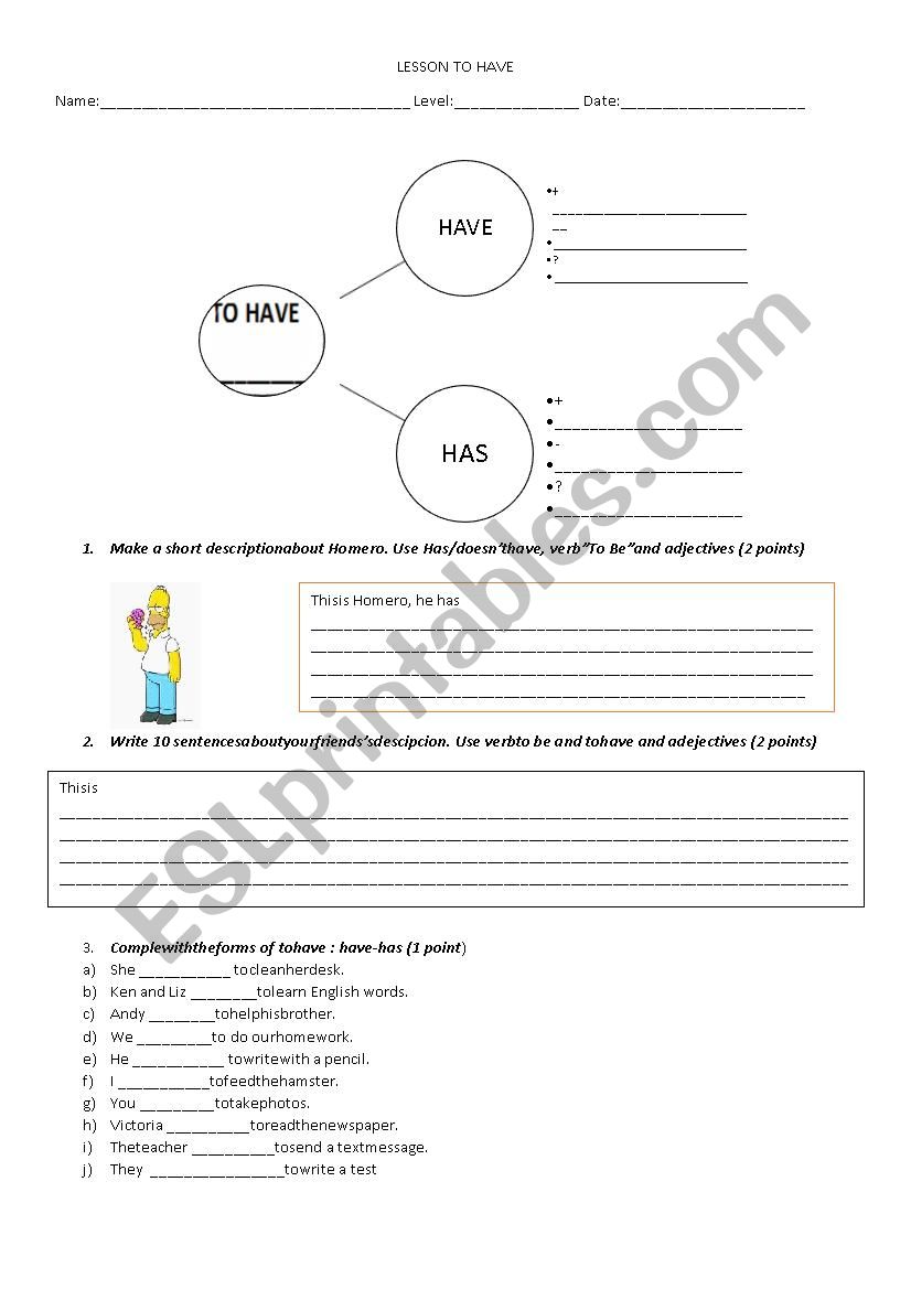 lesson to have worksheet