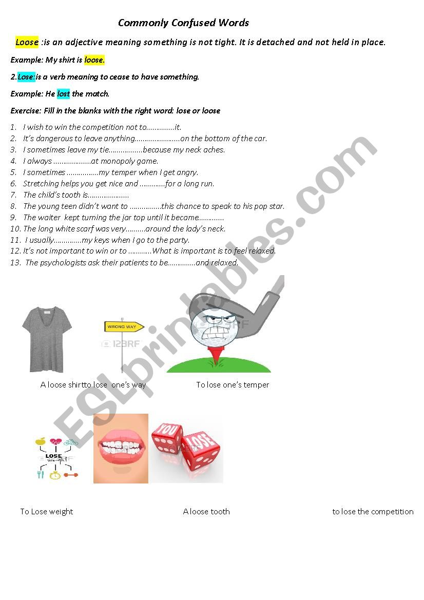 commonly confused words worksheet